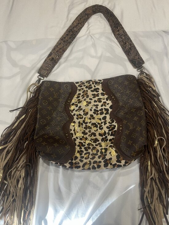 Louis Vuitton Handbags - Reworked Louis Vuitton Fringe Bag Leopard Calf Hair Crocodile Embossed Boho
